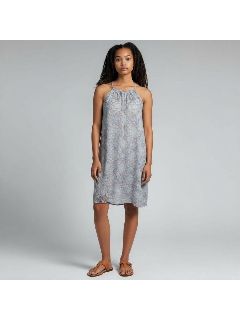La VIE EN ROSE AQUA Chiffon Sheer Bathing Suit CoverUp Sleeveless Dress Size XS